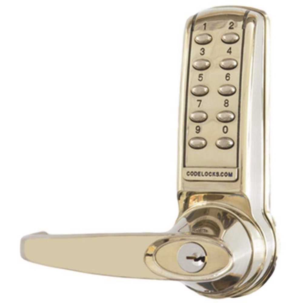 4210 Series Electronic Keypad Door Lever, Polished Brass