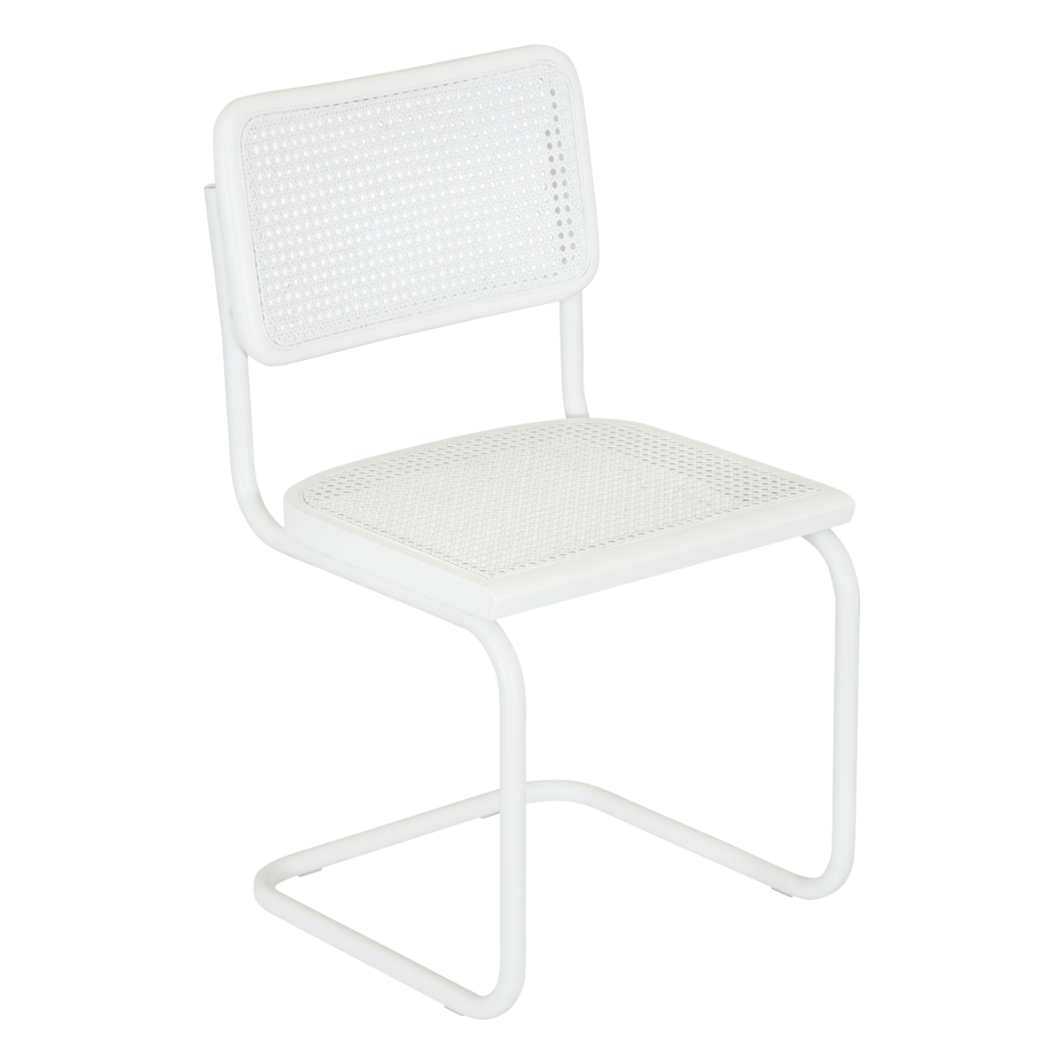 Picture of Breuer Chair Company UNB-BCC-CSCA-SC-WHTF-WHTW-WHTC Breuer Chair Company Marcel Breuer B32 Cesca Cane Cantilever Side Chair w/ White Steel Frame White Wood & White Cane (Made in Italy) by Furnish Theory