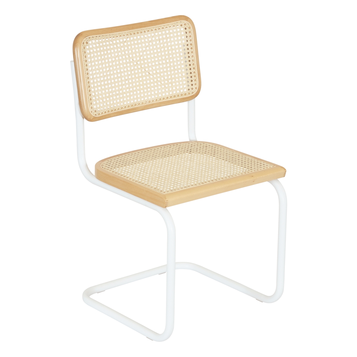 Picture of Breuer Chair Company UNB-BCC-CSCA-SC-WHTF-NTRLW-NTRLC Breuer Chair Company Marcel Breuer B32 Cesca Cane Cantilever Side Chair w/ White Steel Frame Natural Wood & Natural Cane (Made in Italy) by Furnish Theory