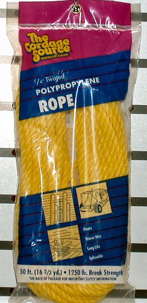 Picture of The Cordage Source 184010205 360YP 0.25 x 50 ft. Twisted Poly Rope&#44; Yellow