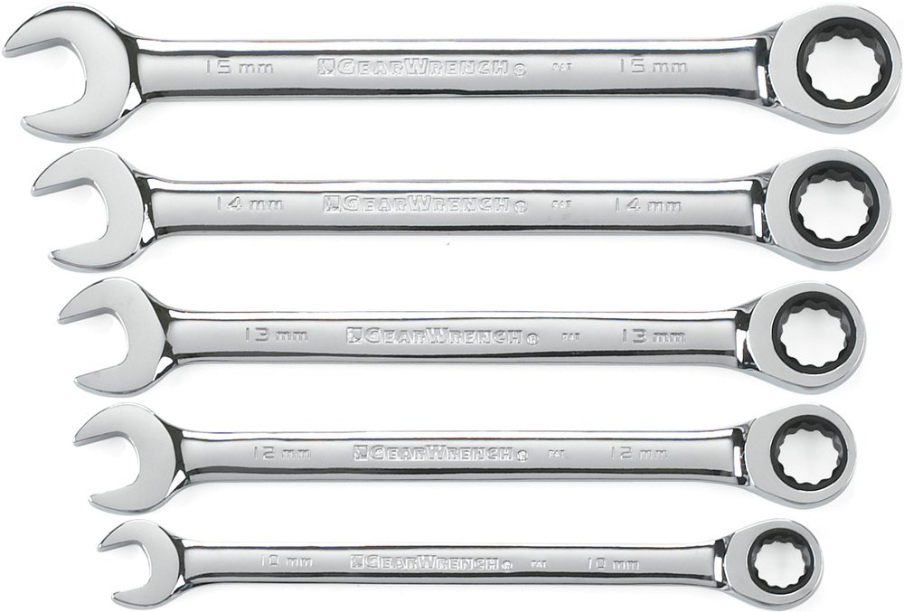 Gearwrench 5 Piece 72-Tooth 12 Point Ratcheting Combination Metric Wrench Set | For Boats | by West Marine