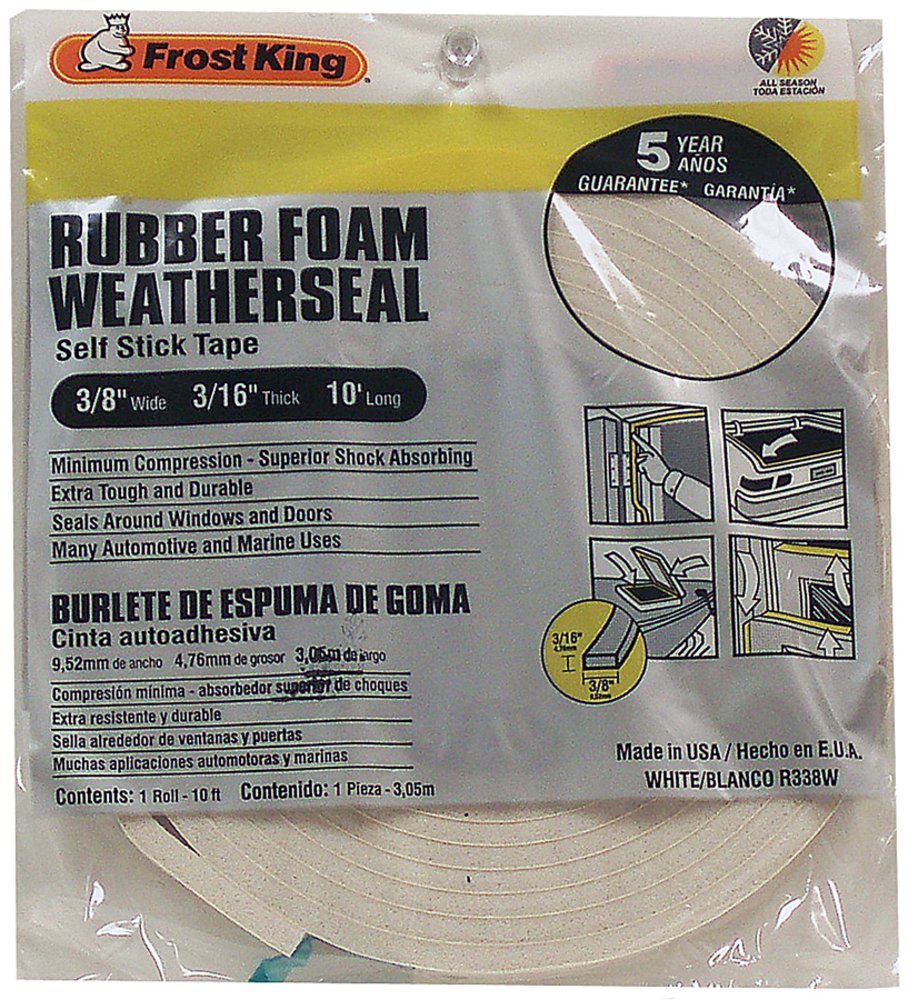 Frost King White Rubber Foam Weather Seal For Doors and Windows 10 ft. L X 0.19 in.
