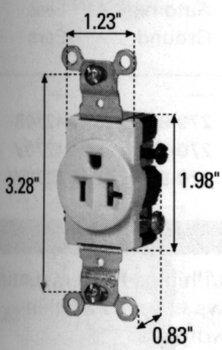 Picture of Cooper Wiring Devices 393725452 250V Air Conditioner Single Receptacle Double Grounding Outlet - White
