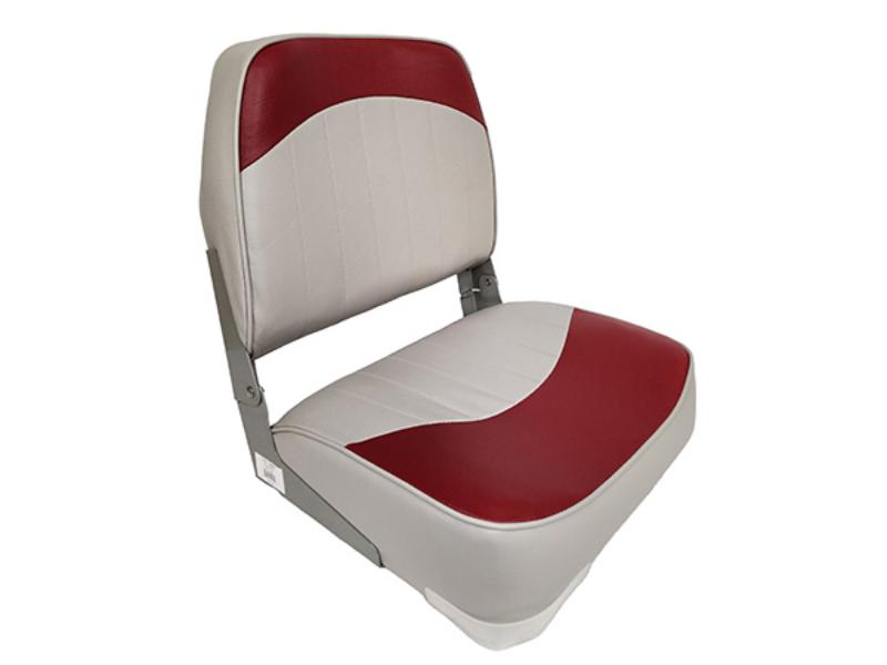 1001-ABE 19 in. Fold Down Low Back Boat Seat, Grey & Red