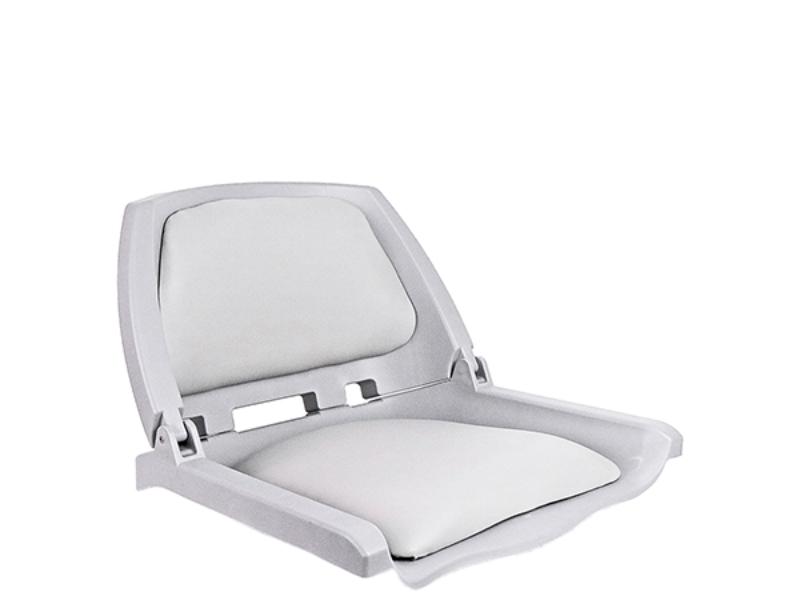 1010-AB 15.75 in. Folding Back Boat Seat with Replaceable Cushions Shell, Grey