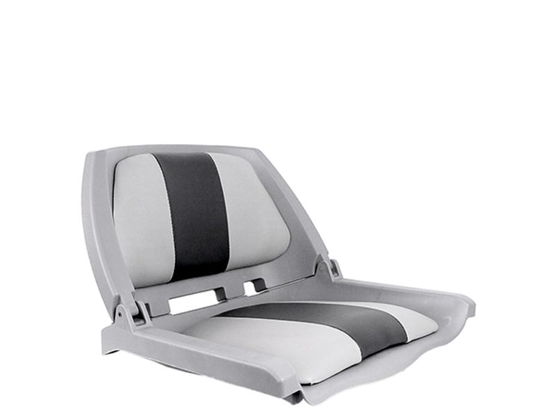 15.75 in. Folding Back Boat Seat with Replaceable Cushions Shell, Grey & Charcoal