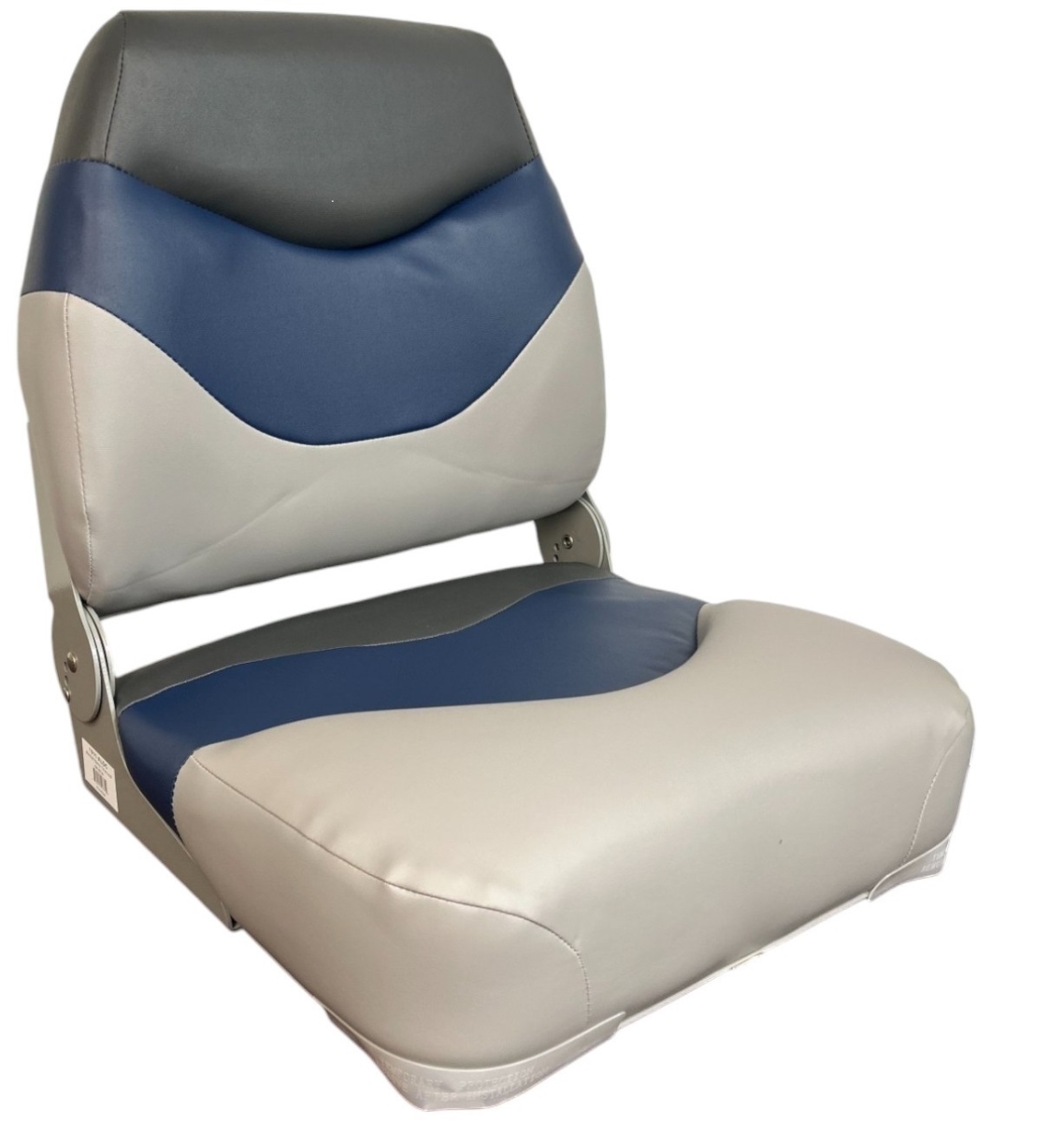 Horizon Manufacturing 19" Tracker Style Boat Seat, Mid Back, Fold Down - Marble/Navy/Charcoal in Navy | Camping World
