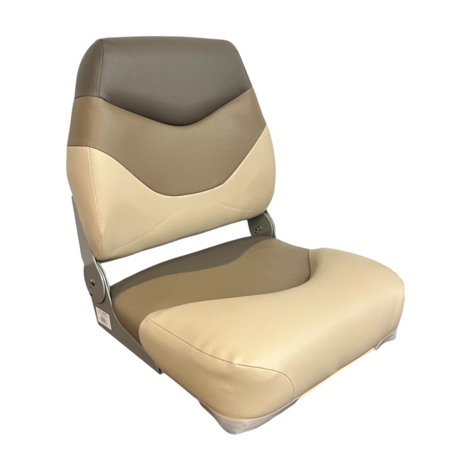 1011-AMNO 19.25 in. Mid Back Fold Down Tracker Style Boat Seat, Khaki, Cafe & Rock Salt