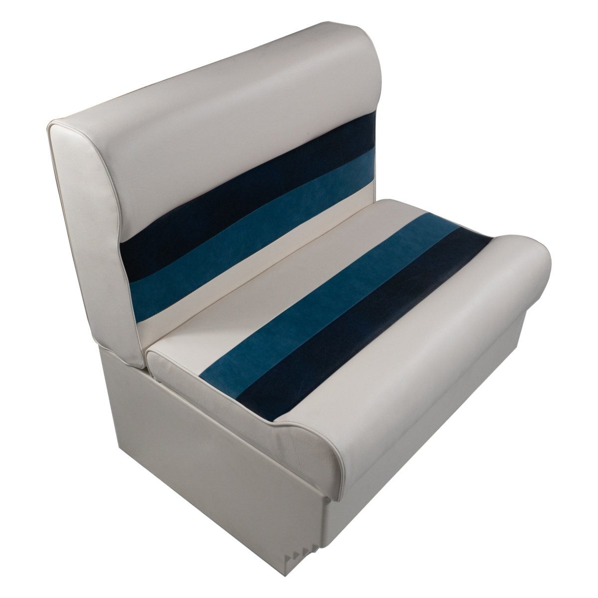 Picture of Horizon 3000-3009-AADK 28 in. Premium Series Pontoon Bench Seat Cushion Set&#44; Base White&#44; Navy & Blue