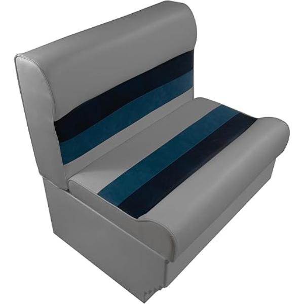Picture of Horizon 3000-3009-ABDK 28 in. Premium Series Pontoon Bench Seat Cushion Set&#44; Base Gray&#44; Navy & Blue