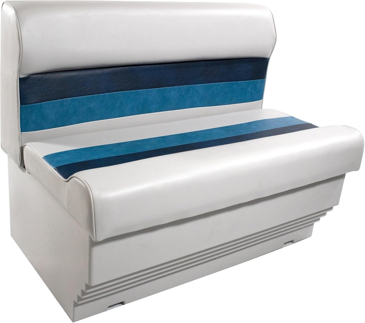 Picture of Horizon 3001-3010-AADK 37 in. Premium Series Pontoon Bench Seat Cushion Set&#44; Base White&#44; Navy & Blue