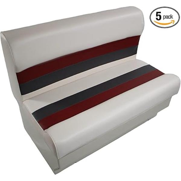 Picture of Horizon 3001-3010-AAEC 37 in. Premium Series Pontoon Bench Seat Cushion Set&#44; Base White&#44; Red & Charcoal