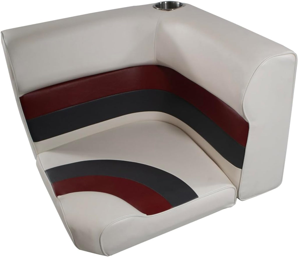 Picture of Horizon 3007-3011-AAEC 25.25 in. Premium Series Pontoon Radius Corner Cushion Set&#44; Base White&#44; Red & Charcoal