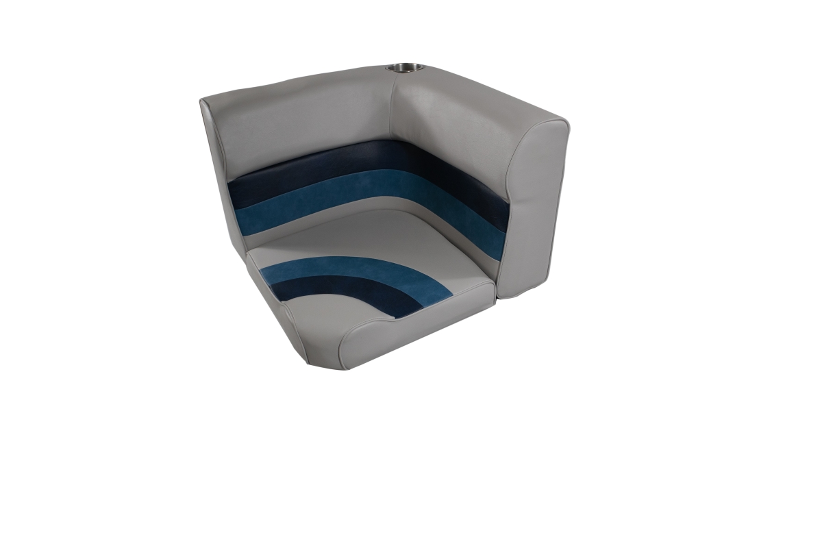Picture of Horizon 3007-3011-ABDK 25.25 in. Premium Series Pontoon Radius Corner Cushion Set&#44; Base Gray&#44; Navy & Blue