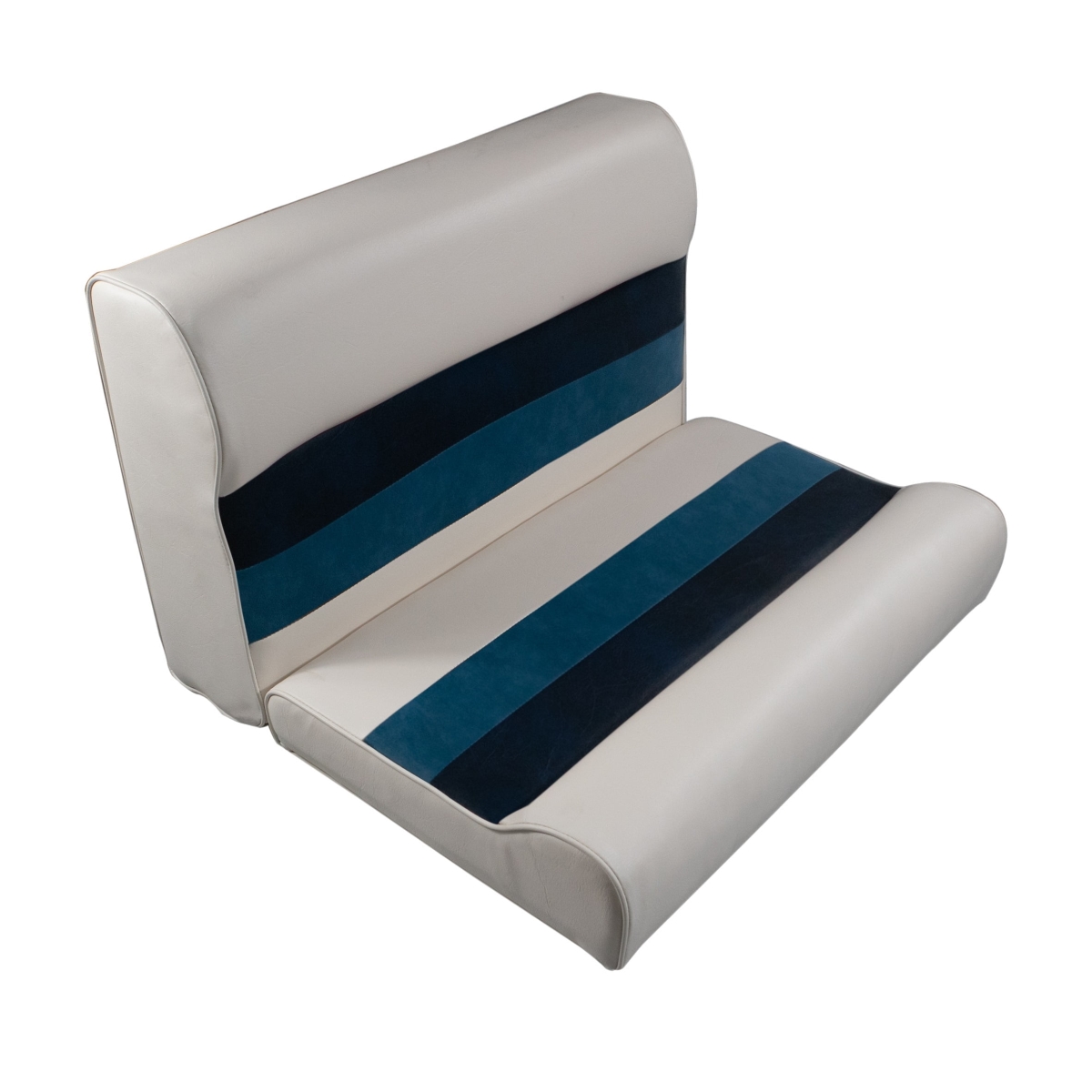 Picture of Horizon 3000-AADK 28 in. Premium Series Pontoon Bench Seat Cushion Set&#44; White&#44; Navy & Blue