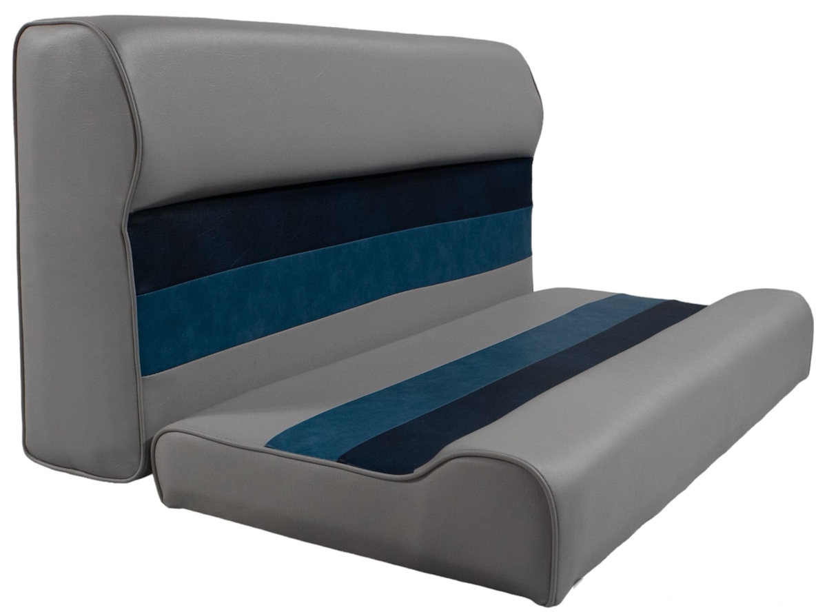 Picture of Horizon 3001-ABDK 37 in. Premium Series Pontoon Bench Seat Cushion Set&#44; Gray&#44; Navy & Blue