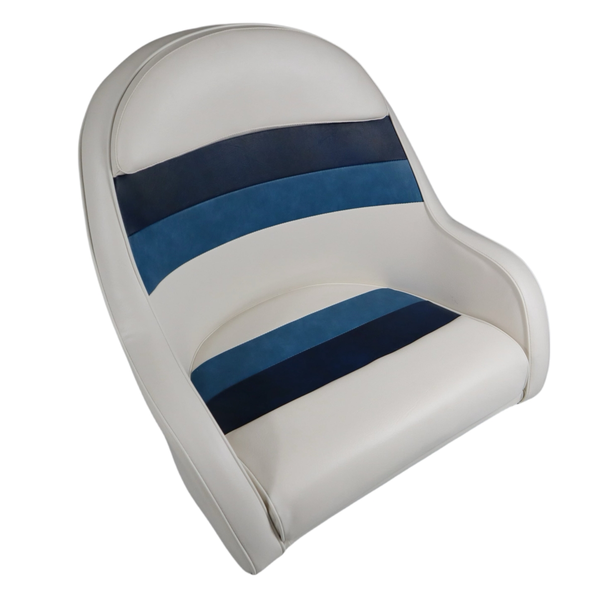 Picture of Horizon 3006-AADK 26 in. Premium Series Pontoon Bucket Style Captain Chair&#44; White&#44; Navy & Blue