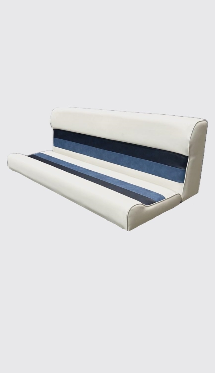 Horizon Manufacturing Premium Series 55" Pontoon Bench Seat Cushion Set "ONLY" - White/Navy/Blue in Blue | Camping World