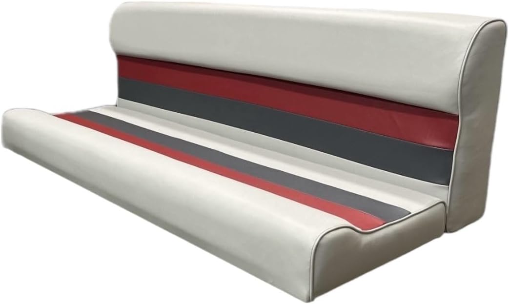 Premium Pontoon Bench Seat Cushion Set - Gray/Red/Charcoal - 55 in. - Durable Design