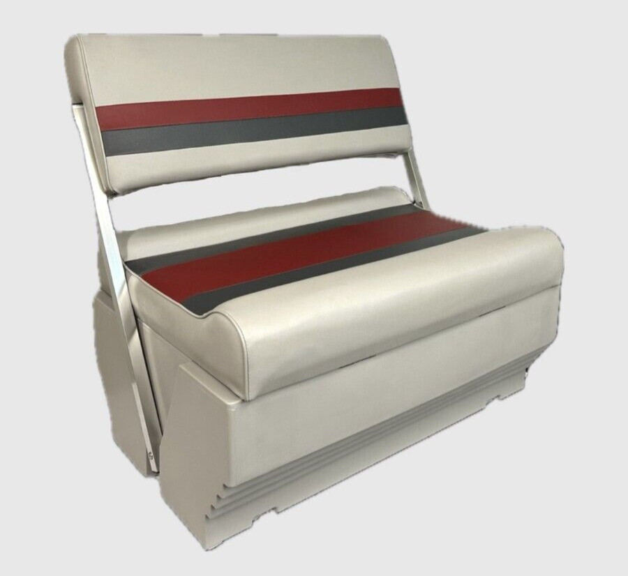 Picture of Horizon 3013-3020-ABEC 32 in. Premium Series Pontoon Flip Flop Seat Cushion Set&#44; Base Gray&#44; Red & Charcoal