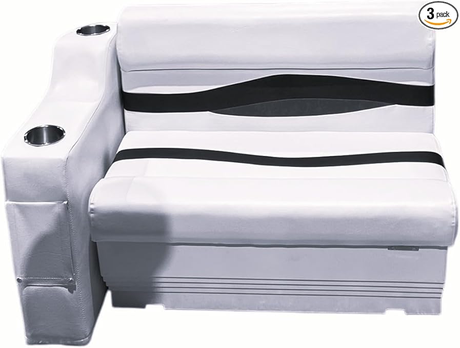 Elite 010-AAEC 37 in. Elite Pontoon Furniture Set, White, Red & Charcoal - 3 Piece