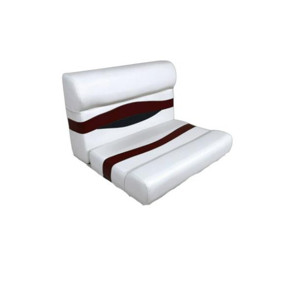 3200-AAEC 28 in. Elite Series Pontoon Bench Seat Cushion Set, White, Red & Charcoal