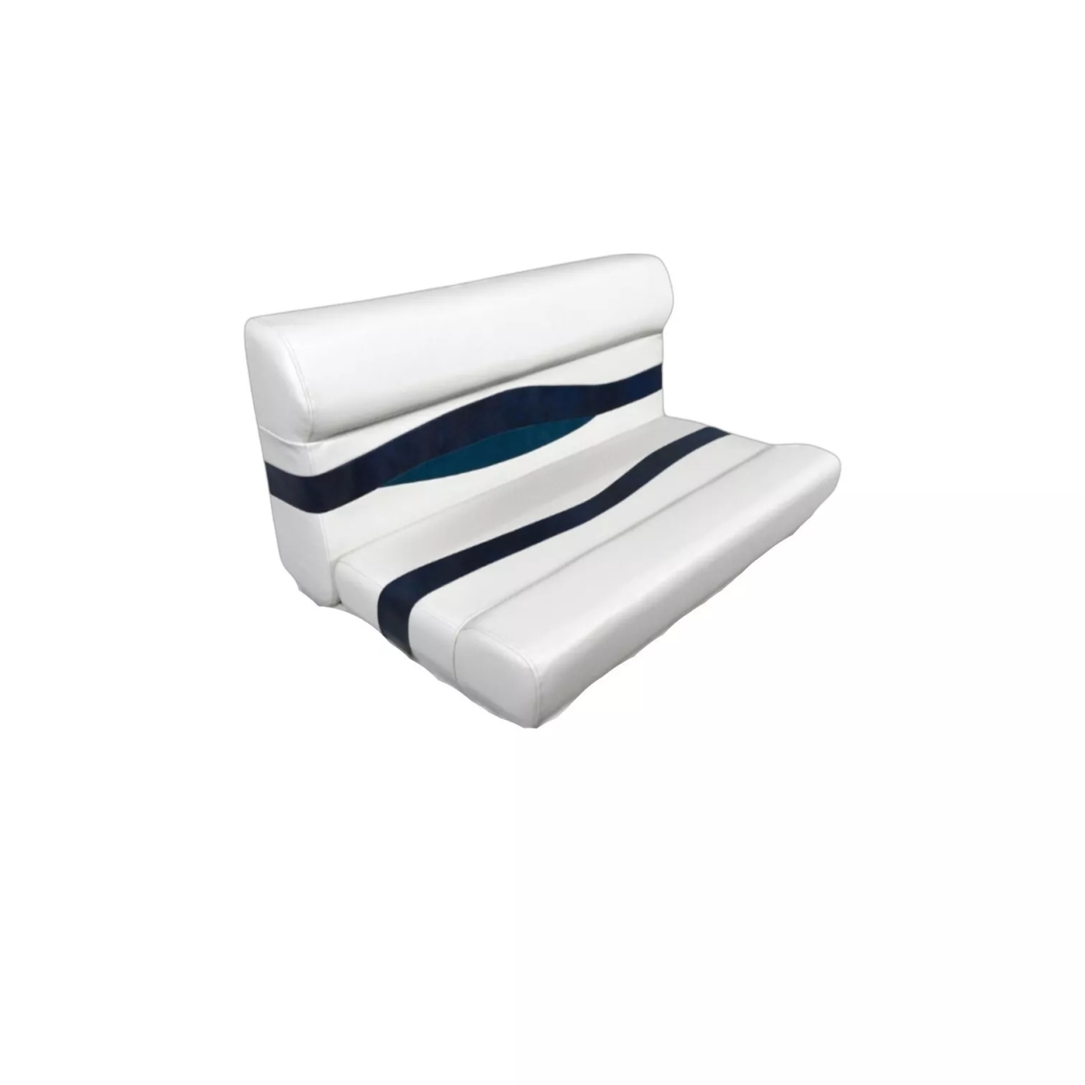 3201-AADK 37 in. Elite Series Pontoon Bench Seat Cushion Set, White, Navy & Blue