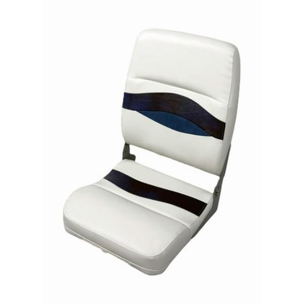 Horizon Manufacturing Elite Series Pontoon Fold Down Boat Seat - White/Navy/Blue in Blue | Camping World