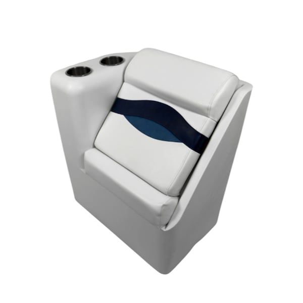 3217-AADK Elite Series Left Radius Lean Back, White, Navy & Blue
