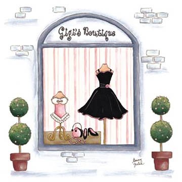 Picture of Hot Stuff 1019-9x9-WH 9 x 9 in. Dress Shop Whimsical Poster Print by Ginny Ireland