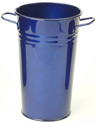 Enameled Galvanized Vase, Glazed Blue