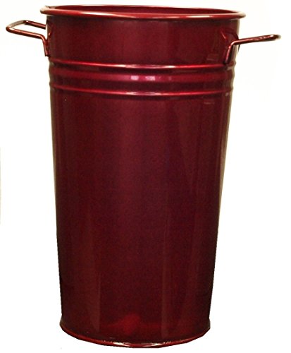 7 in. dia. x 12 in. Enameled Galvanized Vase, Glazed Apple