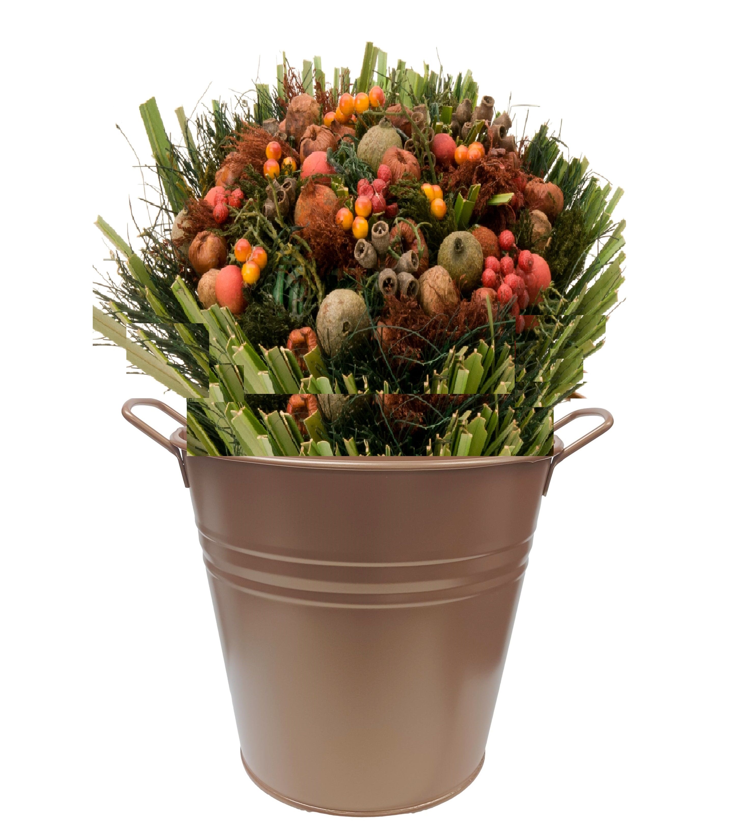 Enameled Galvanized Planter, Glazed Caramel