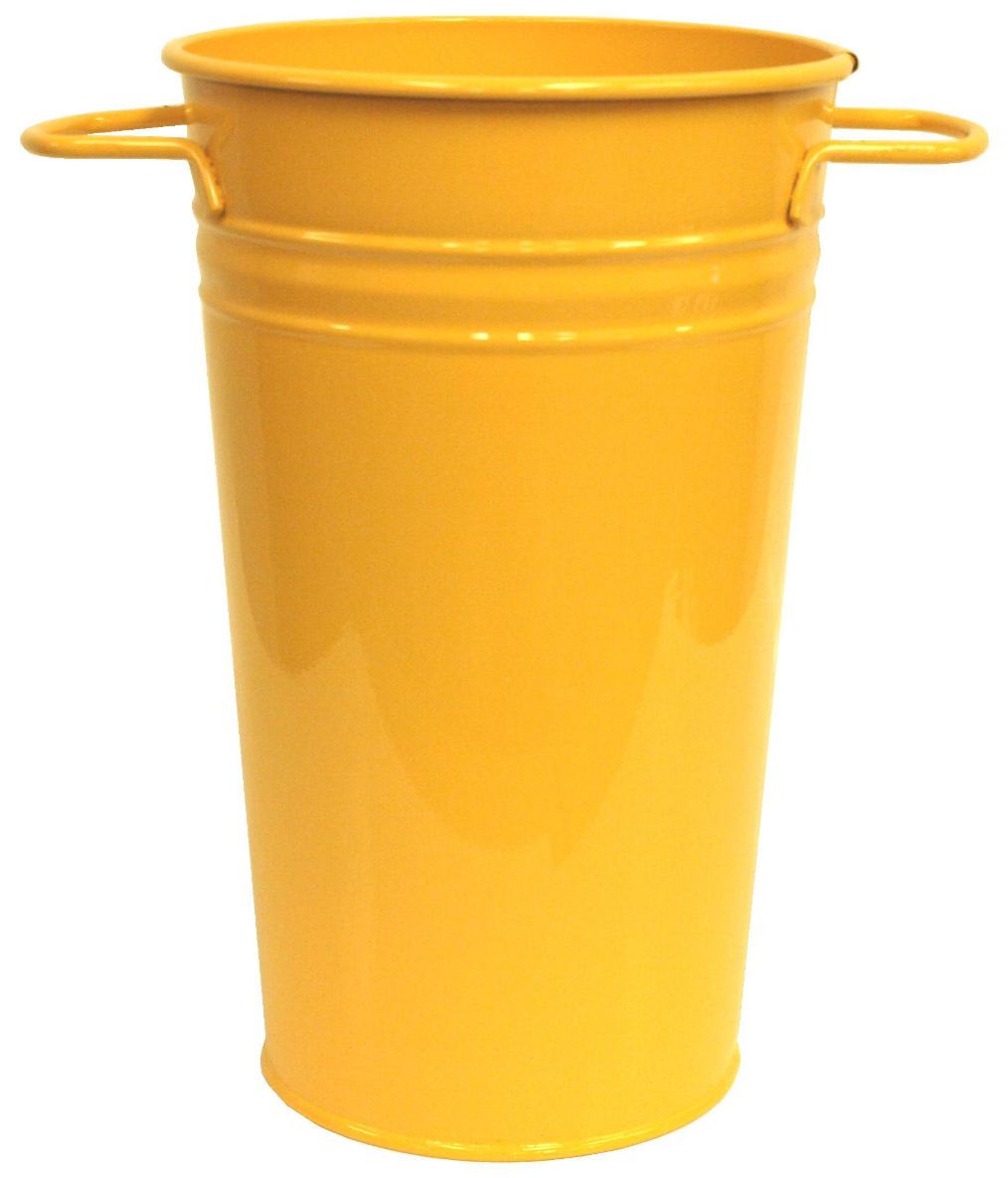 7 in. dia. x 12 in. Enameled Galvanized Vase, Saffron