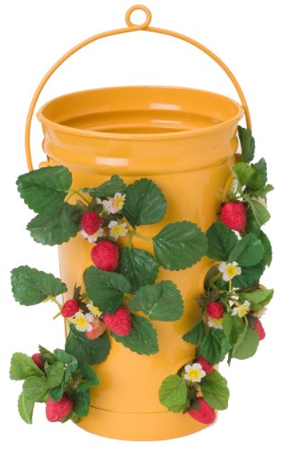 Enameled Galvanized Strawberry & Flower Planter, Saffron