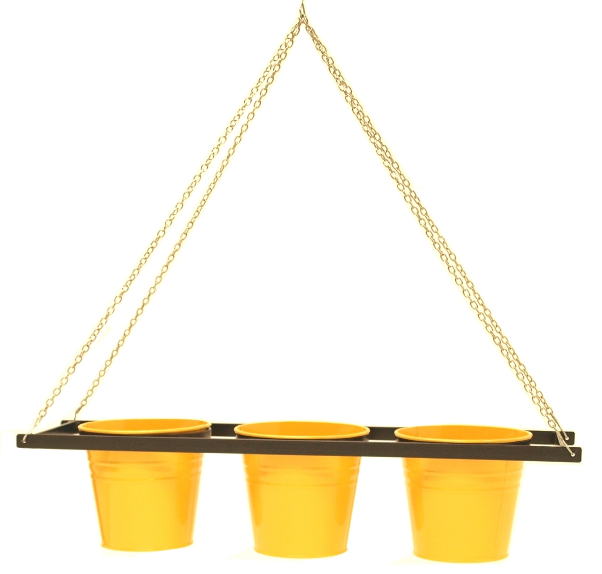 Enameled Galvanized Triple Hanging Planter with Iron Holder, Saffron -  Next2Nature, NE3005170