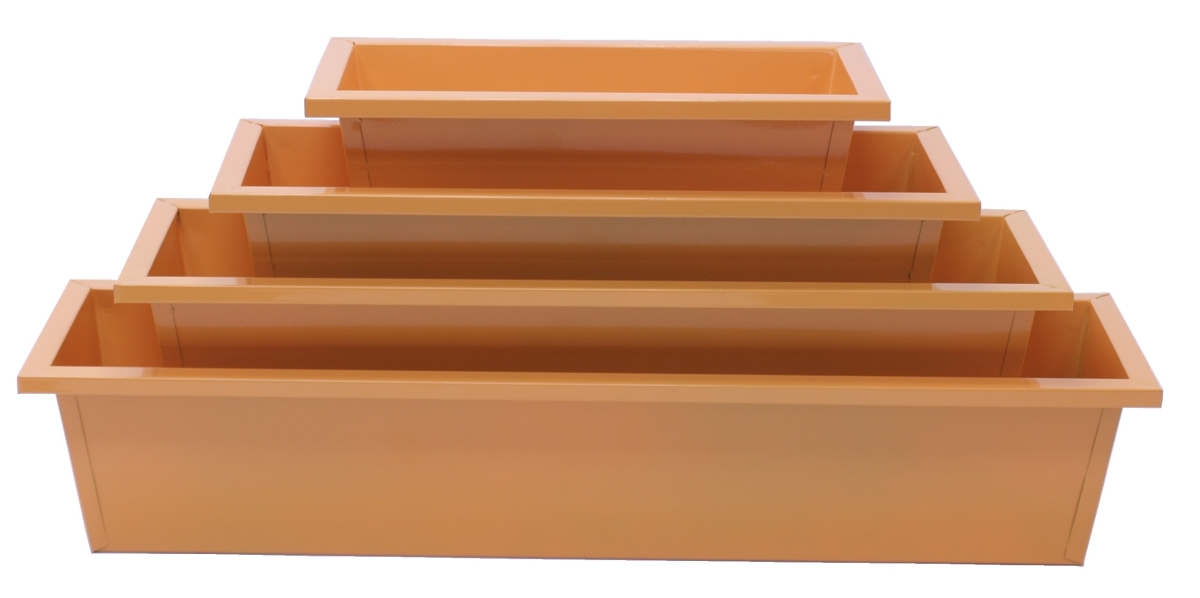 8625E SAFF S-4 Enameled Galvanized Rectangular Planter, Saffron - Set of 4