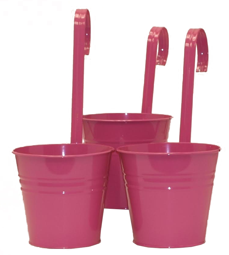 8535E HPK S-3 7 in. dia. Enameled Galvanized Planter, HotPink