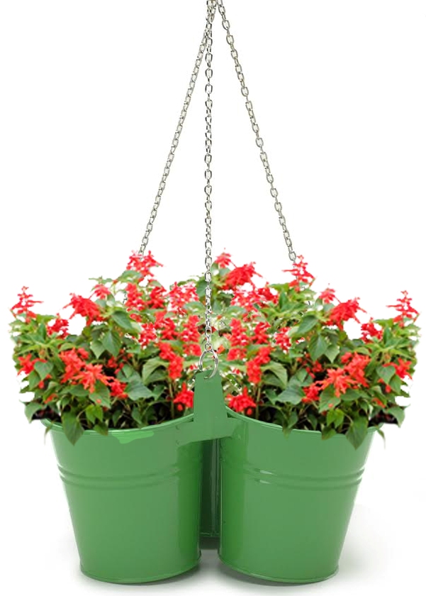 Enameled Galvanized Hanging 3 Planter Unit for 6.5 in. Plants - Applegreen