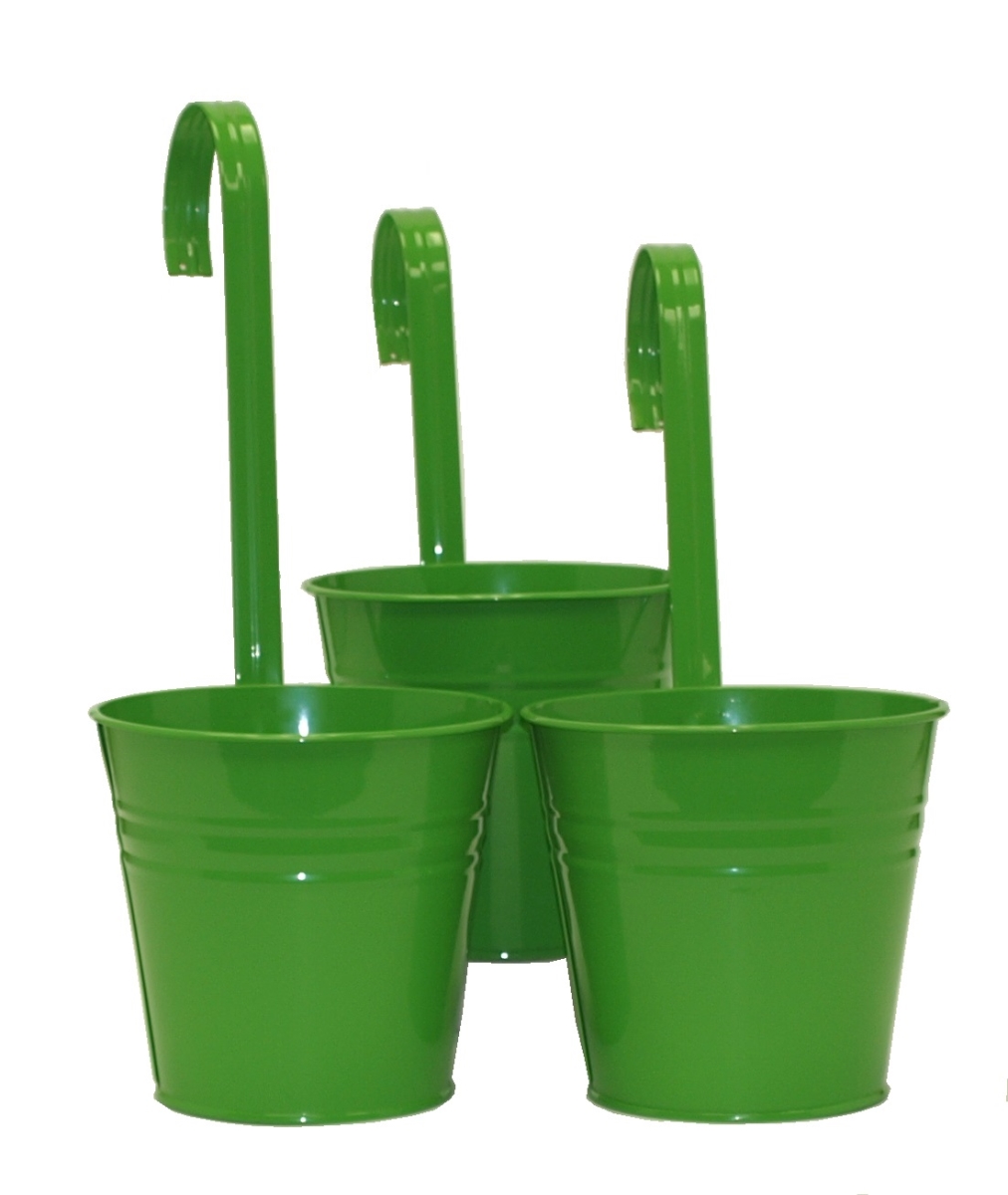 8535E AG S-3 7 in. dia. Enameled Galvanized Planter, AppleGreen
