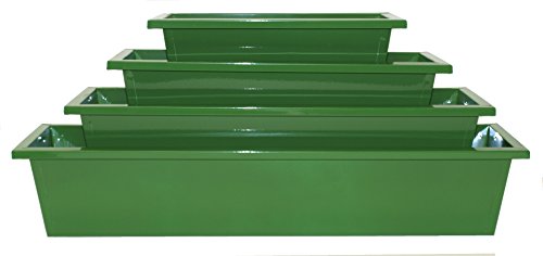 8625E SA S-4 Enameled Galvanized Rectangular Planters, Sage - Set of 4