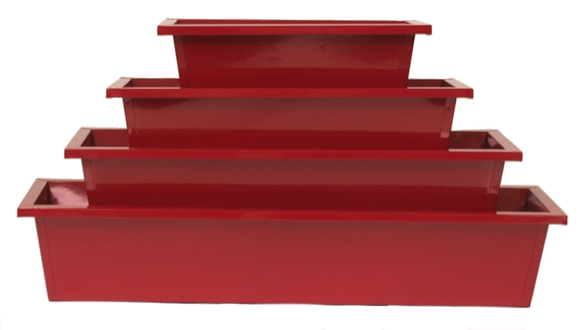 8625E XR S-4 Enameled Galvanized Rectangular Planters, Red - Set of 4
