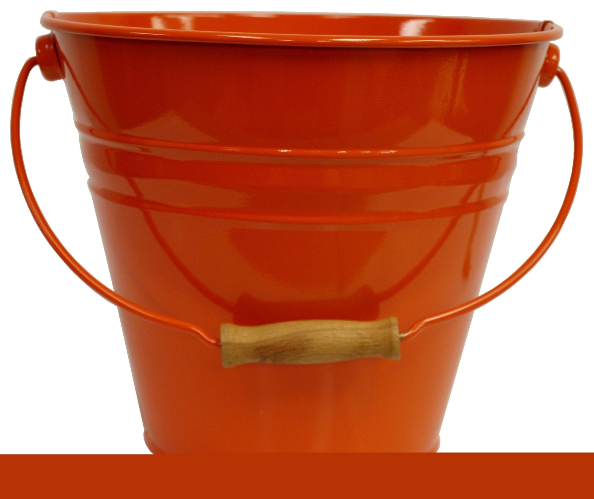 Enameled Galvanized Fun Pail, Tangerine