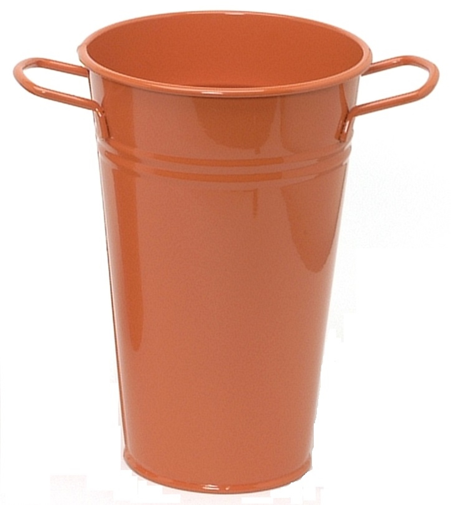 7 in. dia. x 12 in. Enameled Galvanized Vase, Tangerine