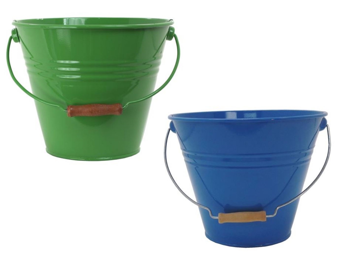 5202E B-AG S-2 Enameled Galvanized Steel Recycling Bin-Storage Container, Blue & Apple Green - Set of 2