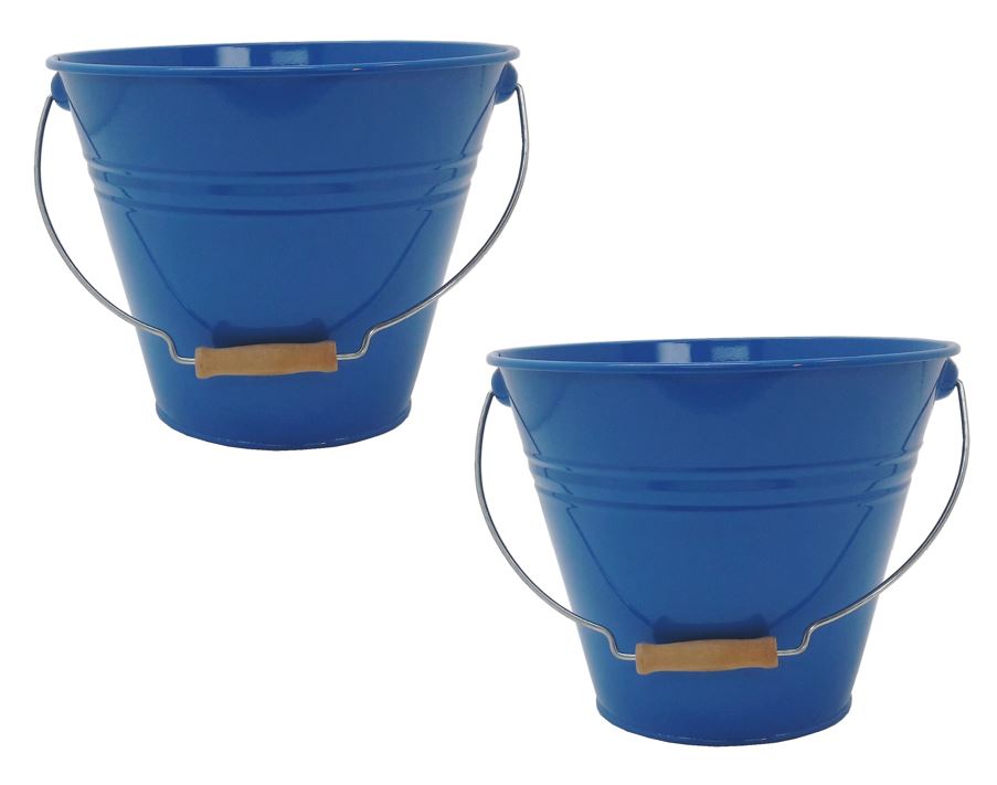 5202E B S-2 Enameled Galvanized Steel Recycling Bin-Storage Container, Blue - Set of 2