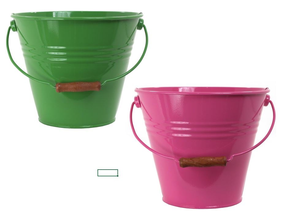 5202E HPK-AG S-2 Enameled Galvanized Steel Recycling Bin-Storage Container, Hot Pink & Apple Green - Set of 2