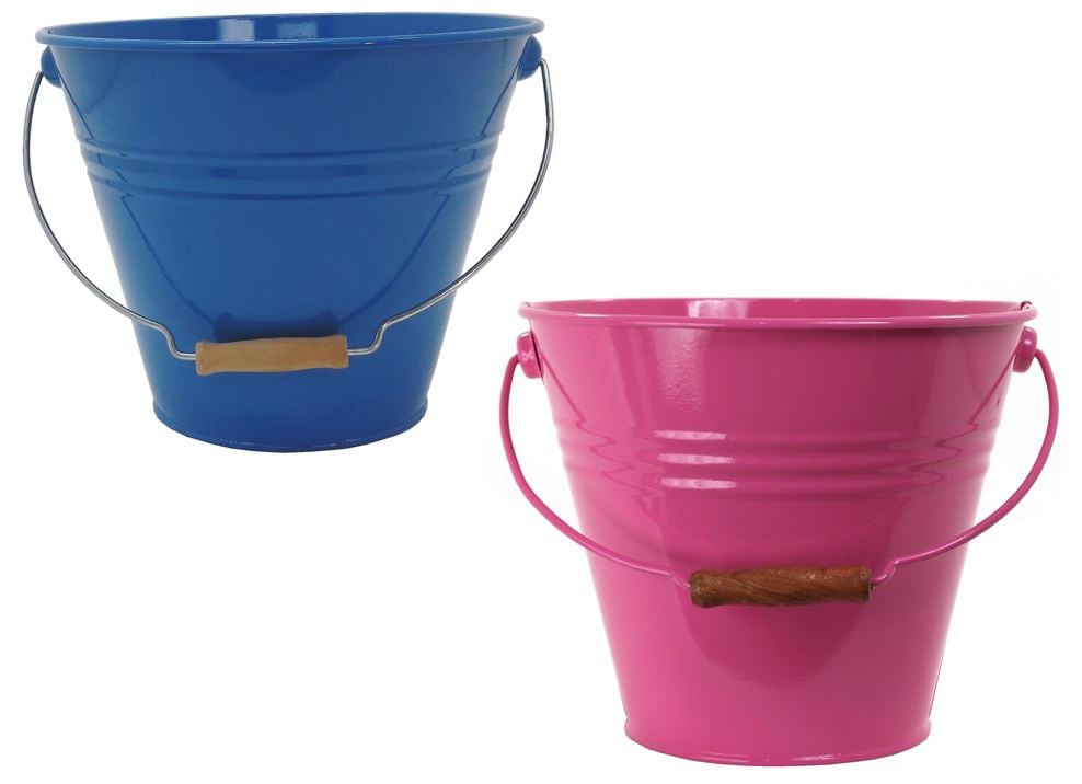 5202E HPK-B S-2 Enameled Galvanized Steel Recycling Bin-Storage Container, Hot Pink & Blue - Set of 2