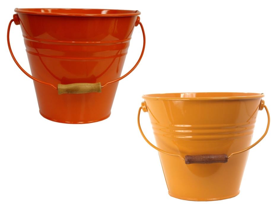 5202E SAFF-TA S-2 Enameled Galvanized Steel Recycling Bin-Storage Container, Saffron & Tangerine - Set of 2