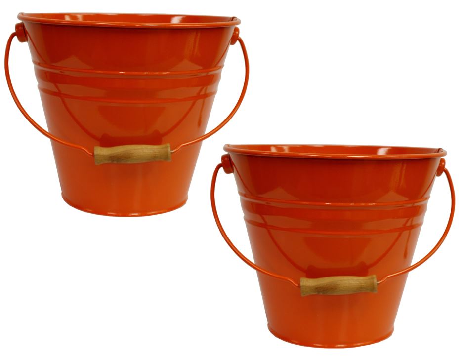 5202E TA S-2 Enameled Galvanized Steel Recycling Bin-Storage Container, Tangerine - Set of 2